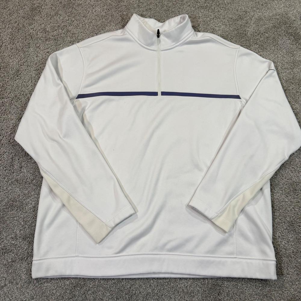 Nike Golf Quarter Zip Pullover Mens XL White Therma-FIT Fleece Sweater Jacket